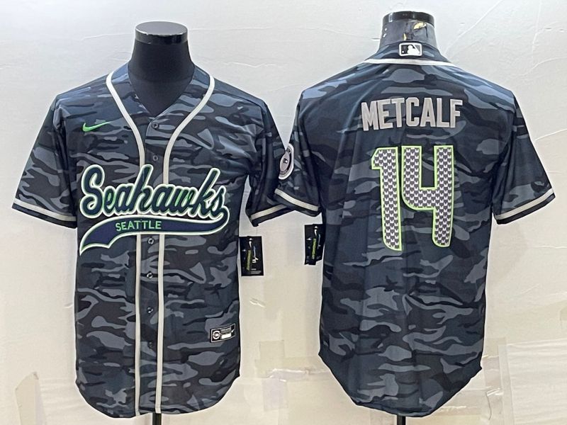Men Seattle Seahawks #14 Metcalf Camo 2022 Nike Co branded NFL Jerseys